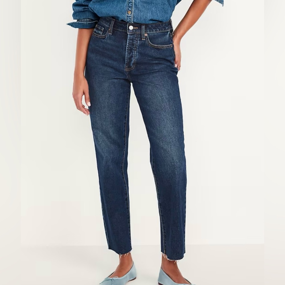 Old Navy High Waisted OG Straight Leg, Ankle, Dark Wash Denim Blue Jeans, M/6/8